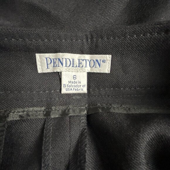 Pendleton Women’s Black Virgin Wool Dress Pants 6 Wide-Leg Flat Front Classic - Picture 3 of 12